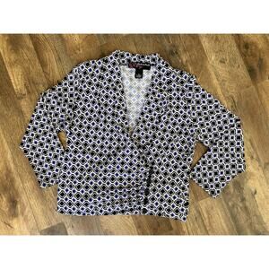 Peck and Peck Collection 3/4 Sleeve Patterned Moc Wrap Blouse Womens Sz M
